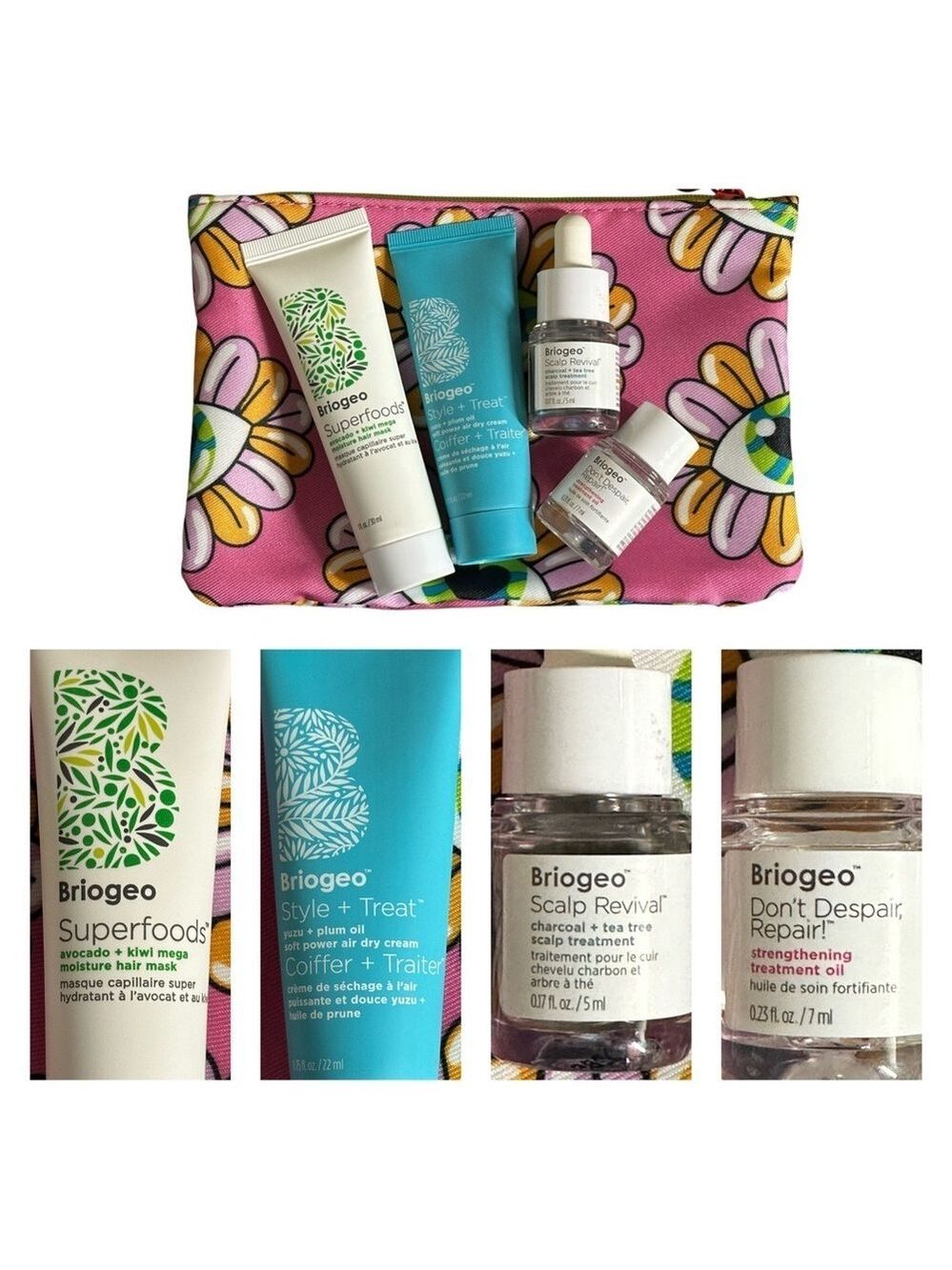 Briogeo Travel Set: Hair Mask, Air Dry Cream, Scalp Revivals & Treatment Oil